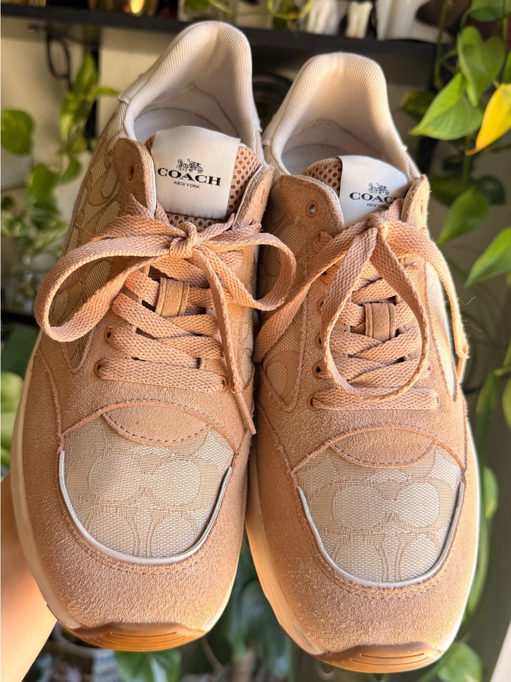 Coach Pink Blush Suede & Signature Logo Sneakers - Picture 3 of 14